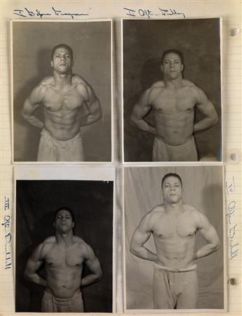 (BODYBUILDING) Mini-archive comprising 48 before-and-after photographs of an African American bodybuilder.